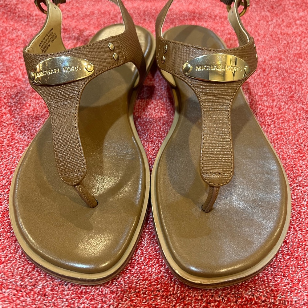 Michael Kors Tan Sandals with Gold Accents